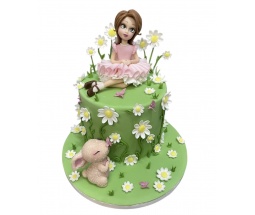  Tort urodzinowy dziewczynka z królikiem